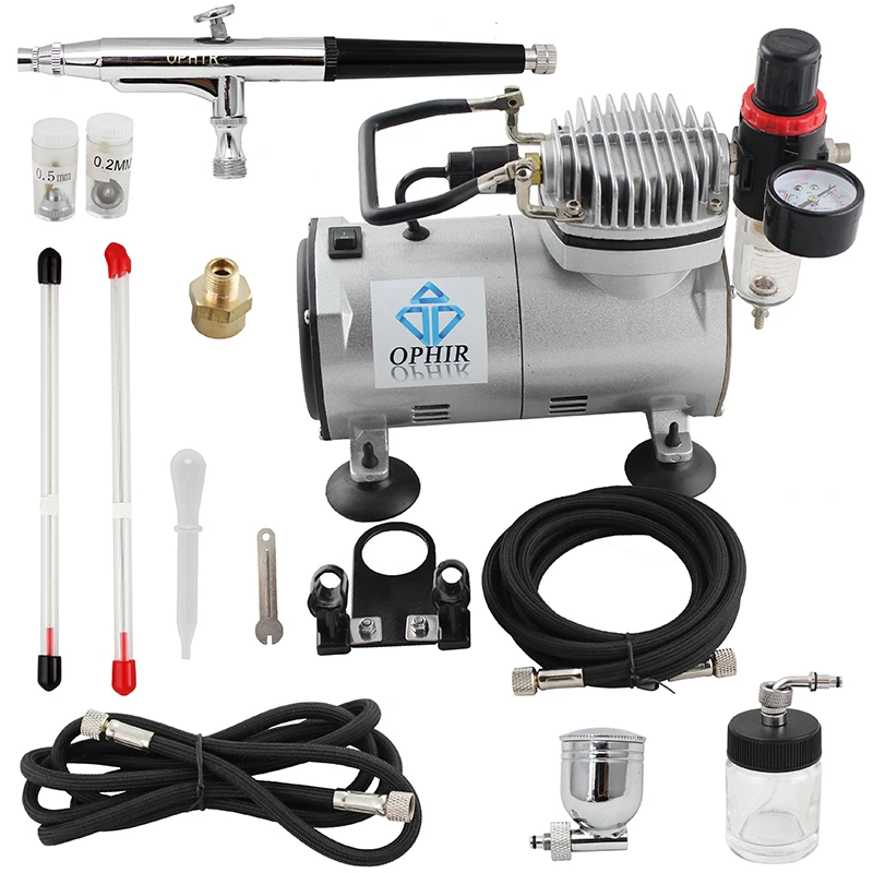 Комплект аэрографа двойного действия OPHIR 3 наконечника 7cc & 22cc 110 В 220 комплект