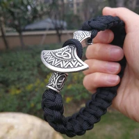 paracord bracelet handmand norse viking runes beads braided bracelet men bracelets thor hammer rope bangles for men jewelry