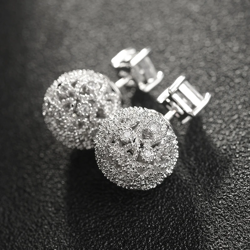 Серьги гвоздики с фианитами в виде цветов|stud earrings|stud earrings for womenzircon |