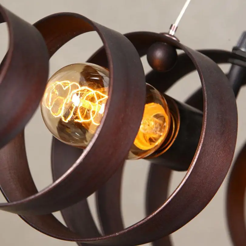 Satin Al Avrupa Tarzı Yaratıcı Basit Loft Endüstriyel Rüzgar FERFORJE Avize Sergi Salonu Cafe Bar Spiral Merdiven Led Chandelie