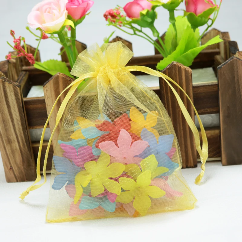 

Wholesale 1000pcs/lot Gold Organza Bags 9x12cm Small Wedding Favors Christmas Gift Bag Jewelry Candy Packaging Bags & Pouches