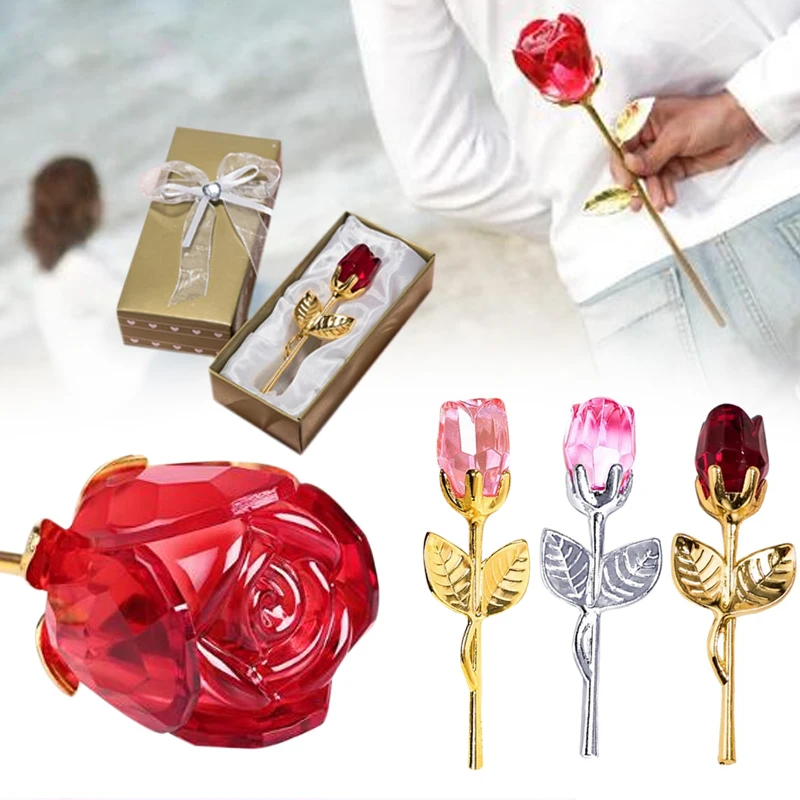 Artificial Crystal Rose Eternal Flower Romantic Beautiful Valentine Gift Props Simulated for Wedding Drop Shipping | Дом и сад