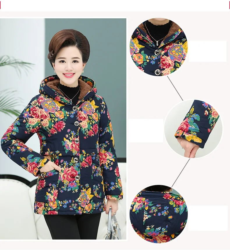 Large size Winter jacket Middle-aged women's clothing NEW Add wool Warm cotton-padded jacket Thickening Women winter coat K2902