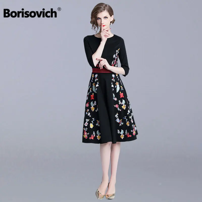 Женское вечернее платье с цветочной вышивкой Borisovich элегантное приталенное