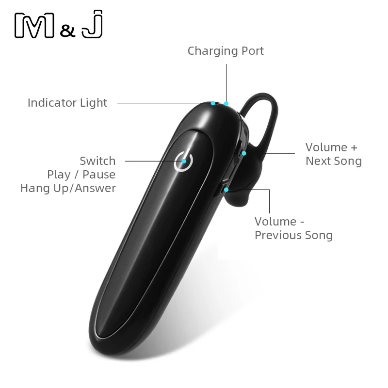 M &amp J беспроводной Bluetooth гарнитура наушники мини бизнес портативный с микрофоном