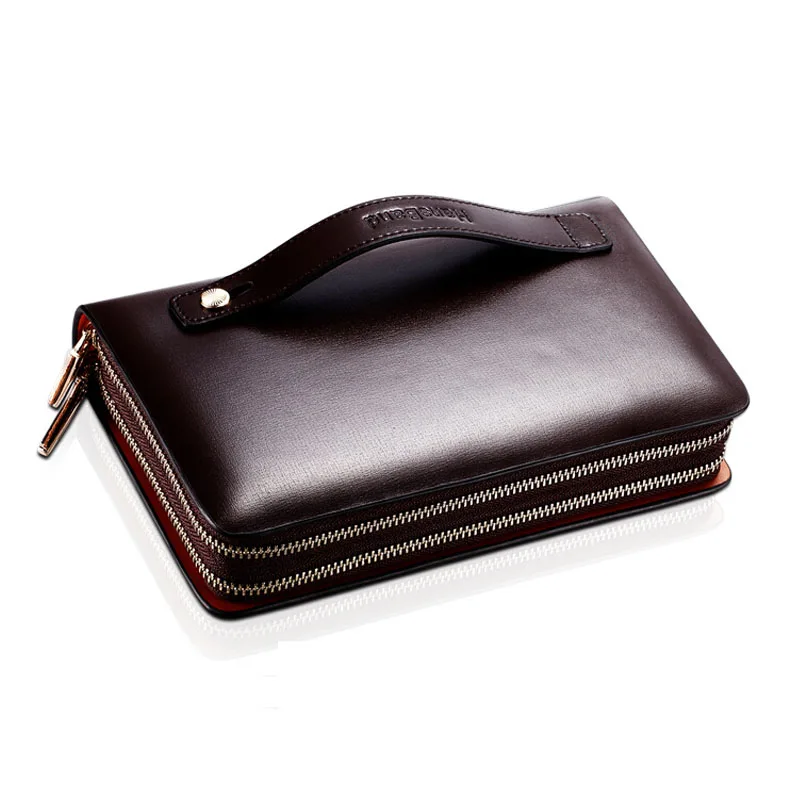 Роскошный деловой мужской клатч из спилка длинные бумажники воловьей кожи на