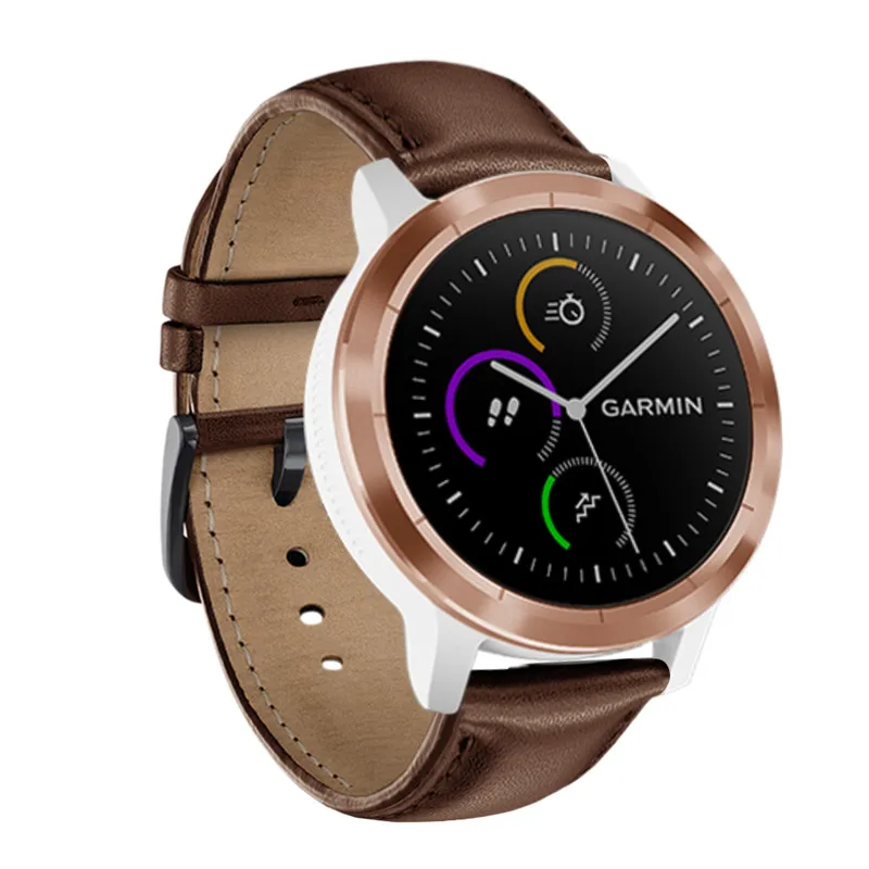 20mm High quality Leather bracelet For Garmin Venu vivoactive 3 music Forerunner 245 645 strap Smart Watch Quick release band