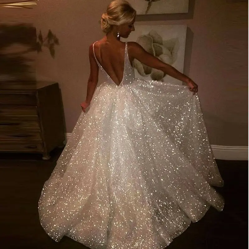 Роскошное Blingbling свадебное платье с открытой спиной сказочное пикантное