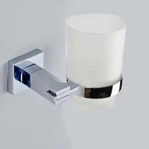 Tumbler holder Набор аксессуаров для ванной из нержавеющей стали, хромированный полированный держатель для зубных щеток, держатель для бумаги, держатель для полотенец, аксессуары для ванной комнаты квадратной формы - Цвет: Tumbler holder