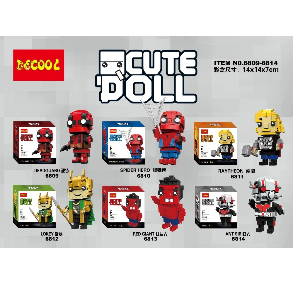 Совместимость с legoed Decool marvel brickheadz Супергерои Мстители бетмен И Дедпул игрушки