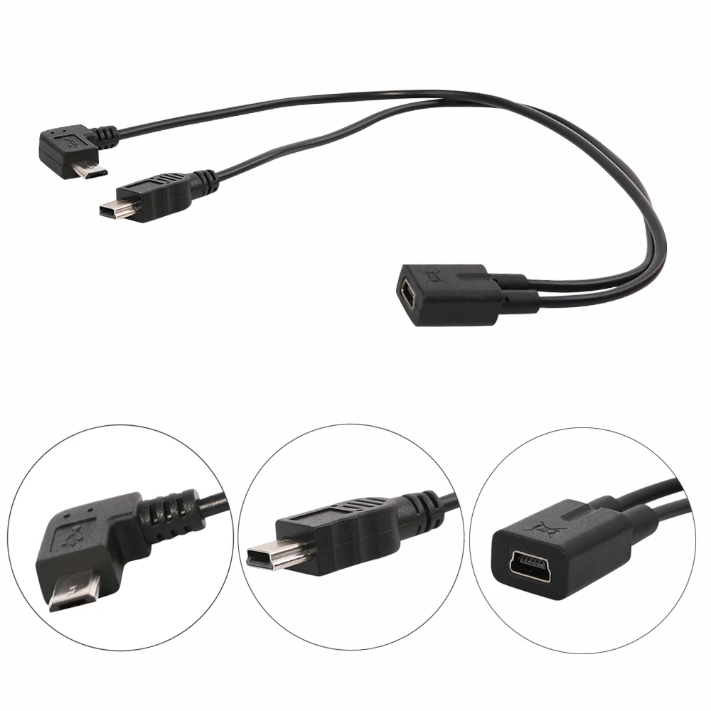 Мини usb 5Pin Женский к Micro 5pin угловой и Мужской кабель Y сплиттер  | Отзывы и видеообзор