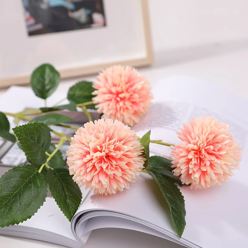 rose red Xuanxiaotong 1 шт. 3 головы большие ветви одуванчика искусственные цветы для дома свадебные украшения стола Осенняя Цветочная композиция - Цвет: rose red