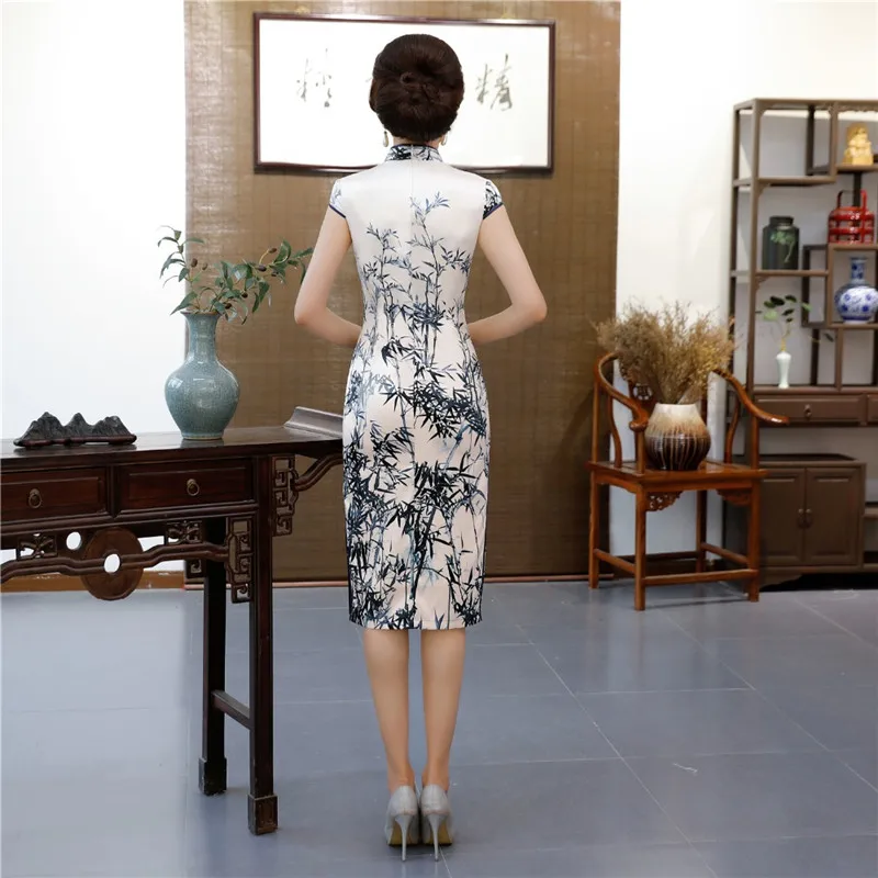 История Шанхай 2018 новая распродажа короткий рукав белый Qipao китайское платье