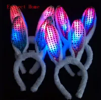 LED Light Luminous Flashing sequins Headdress Head Hair Band Hoop Toy Rabbit Ears Bunny Ears Kid Birthday Party Suppliy