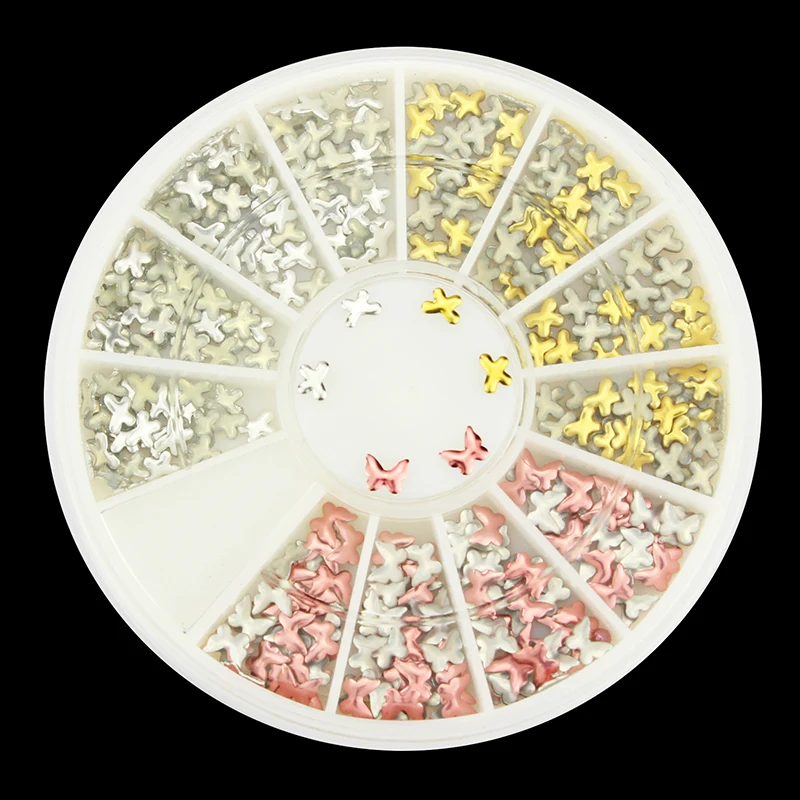 Золотые серебристые розовые 3 цвета 3D бабочки металлические гвоздики для