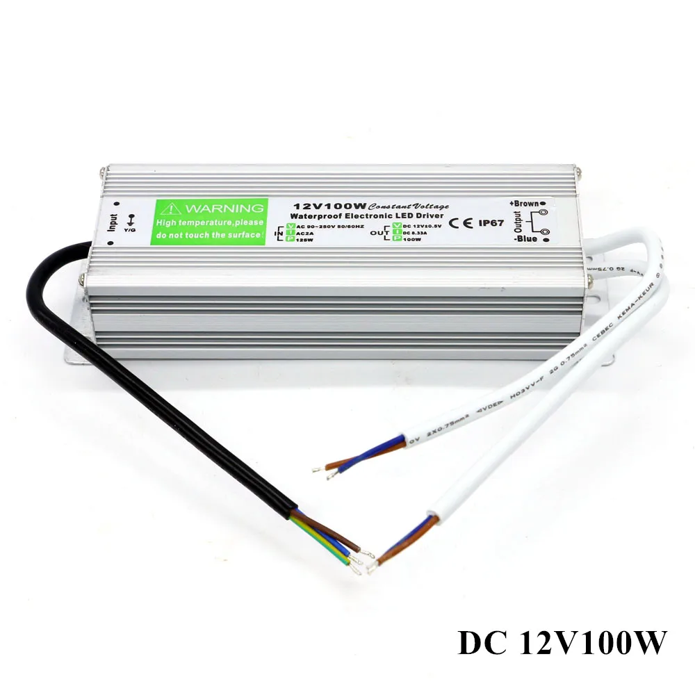 

DC 12V Switching Power Supply Waterproof IP67 Adapter AC 90-250V DC 12V 80W 6.7A Power Supply for Outdoor Led Lights Driver