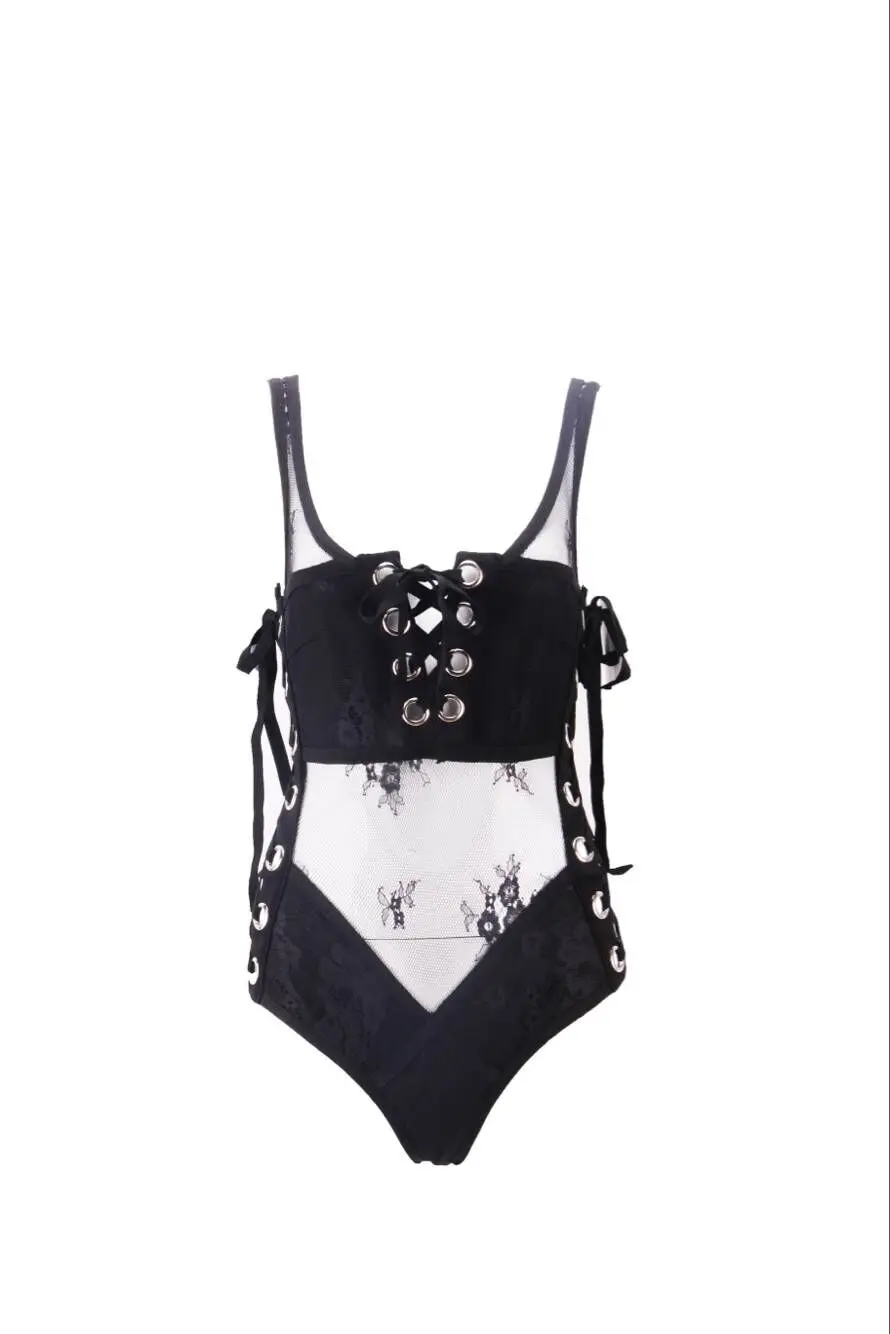 Женское Кружевное боди с глубоким V-образным вырезом и открытой спиной | Женская