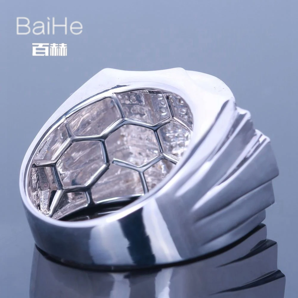BAIHE стерлингового серебра 925 0.7CT Сертифицированный из натуральной бриллиантами, безупречная основная губка для Обручение Для мужчин модные ювелирные изделия кольцо