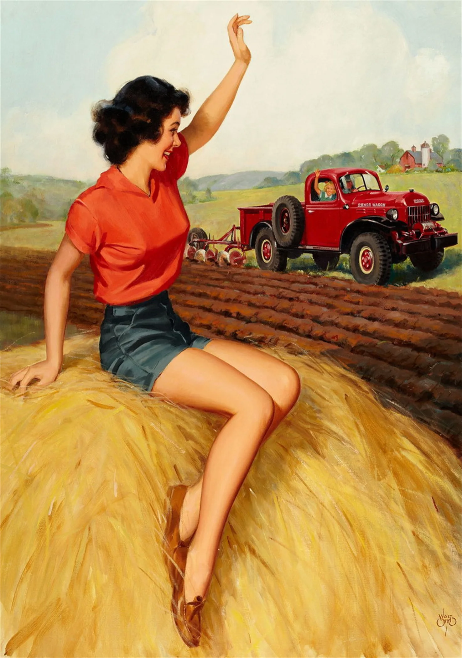 Американская ферма Pin Up Girl Pop Art propagation Ретро ВИНТАЖНЫЙ ПЛАКАТ из крафт бумаги