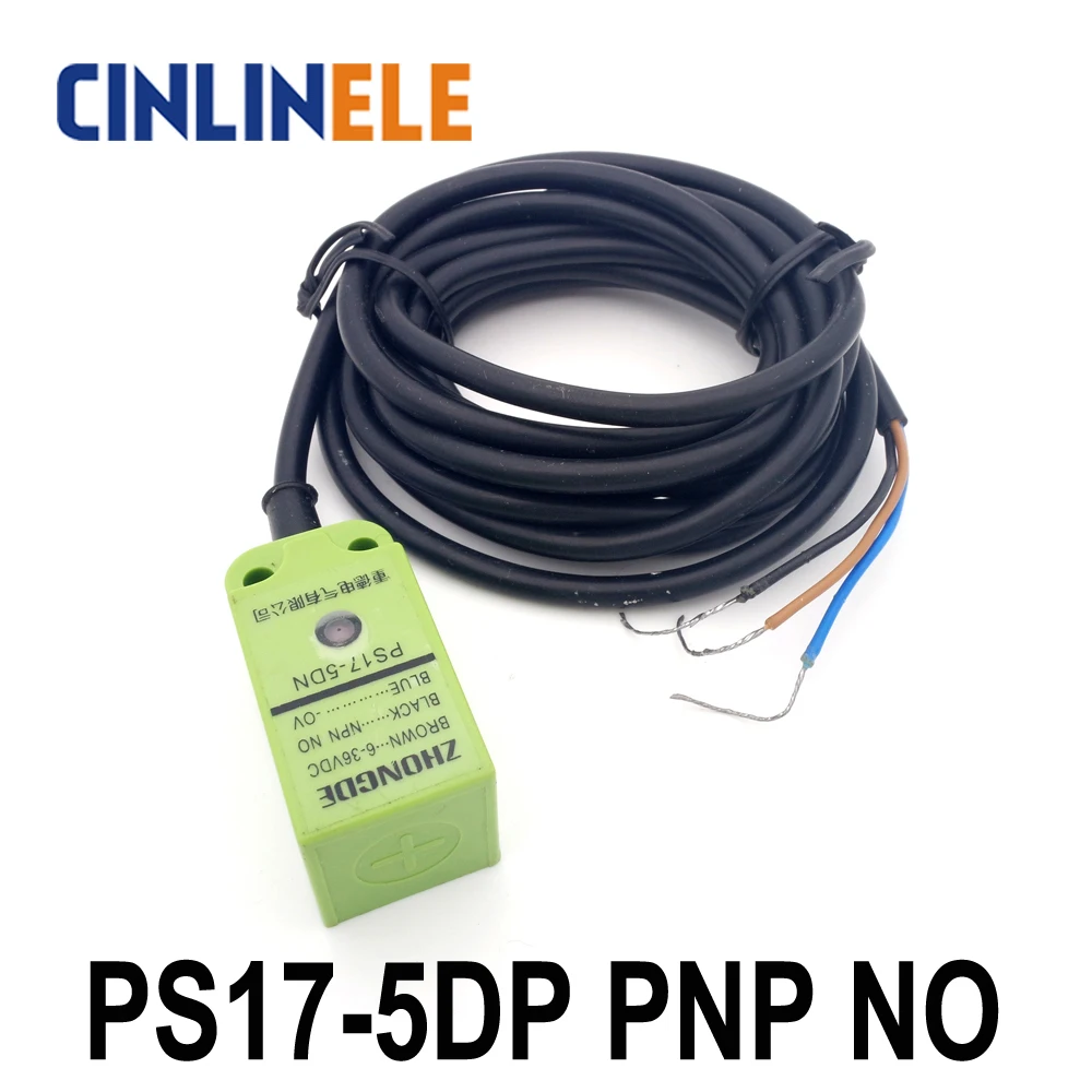 

Φ 5 мм PS17-5DP PNP NO Cube shell металлический Бесконтактный переключатель PS17 датчик приближения 18*18*36