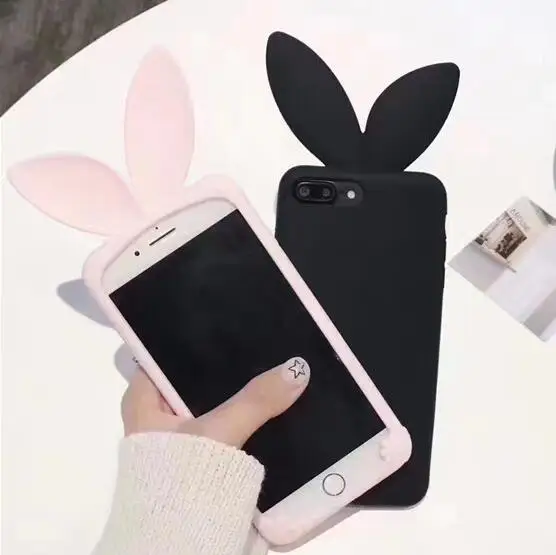 Для Iphone X XS 10 8 7 чехол 3D Kawaii Кролик с большими ушами силиконовый для Iphone7 Plus 6 S 6s 6plus