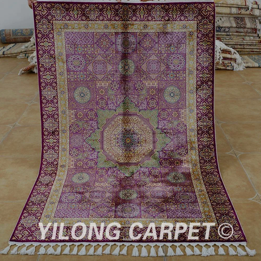 Yilong 4'x6. 2' традиционный ручной работы Фиолетовый Vantage ковер тонкие восточные