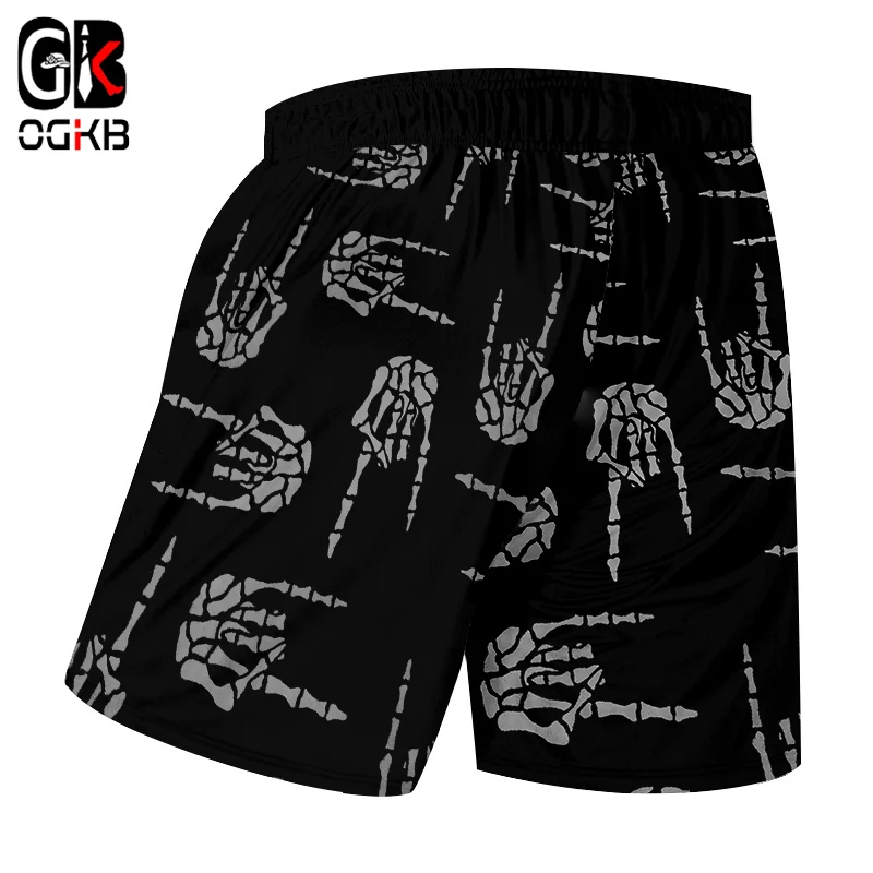 Шорты-бермуды OGKB мужские пляжные черные повседневные боксеры с принтом рук и