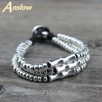 anslow brand fashion jewelry accessories handmade diy wrap multilayer leather bracelet for women lady female party low0692lb