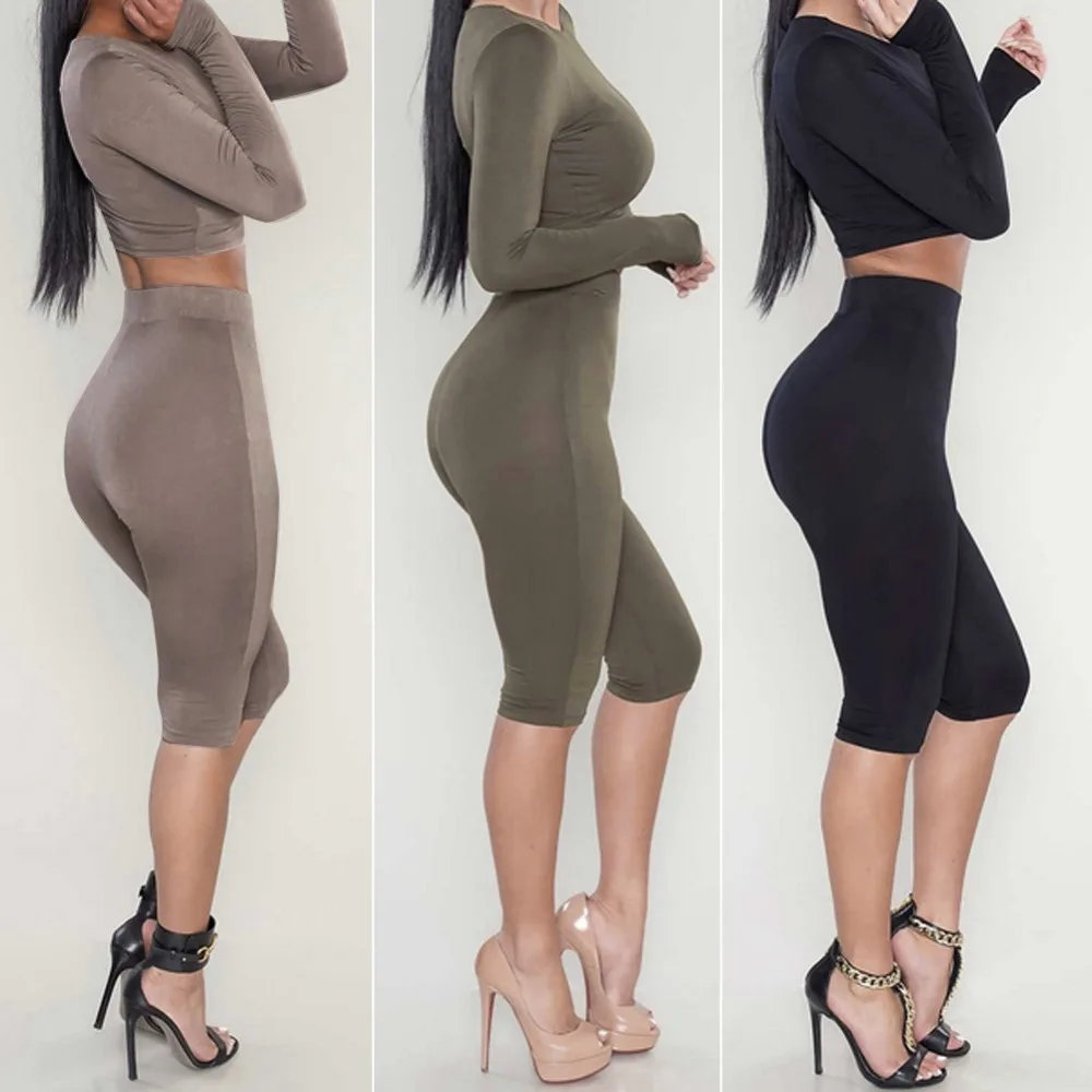 Зимние женские два облегающих комбинезона длиной до колена с длинными рукавами