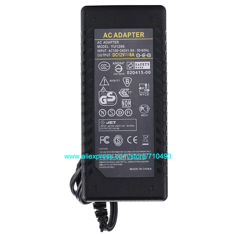 AC 100 240 В в DC 12 6A 4 контактный адаптер питания зарядное устройство 60 Вт 4Pin для ЖК