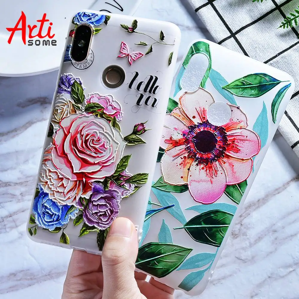 3D Relief Flower Case For Xiaomi Pocophone F1 Redmi Note 5 Pro Plus 5A 4A 4X 4 Silicone Coque |
