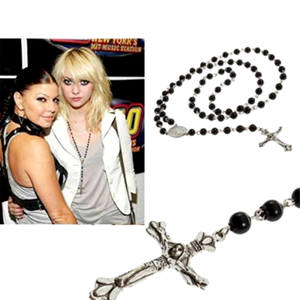Подвеска GENBOLI Beckham Cross Черные Четки бусы ожерелье Мужская подвеска длинное