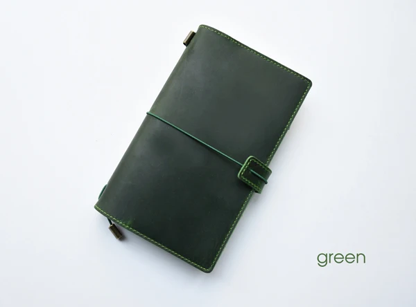 Green Винтажный кожаный Многофункциональный органайзер для путешествий, блокнот для путешествий, блокнот ручной работы, карманный размер, креативный подарок - Цвет: Green