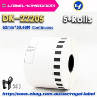 5 refill rolls compatible dk 22205 label 62mm30 48m continuous compatible for brother label printer white paper dk22205