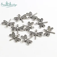 10pcs ancient silver color dragonfly shape beads for jewelry making diy handcrafts accessories charm loose spacer pandora bead