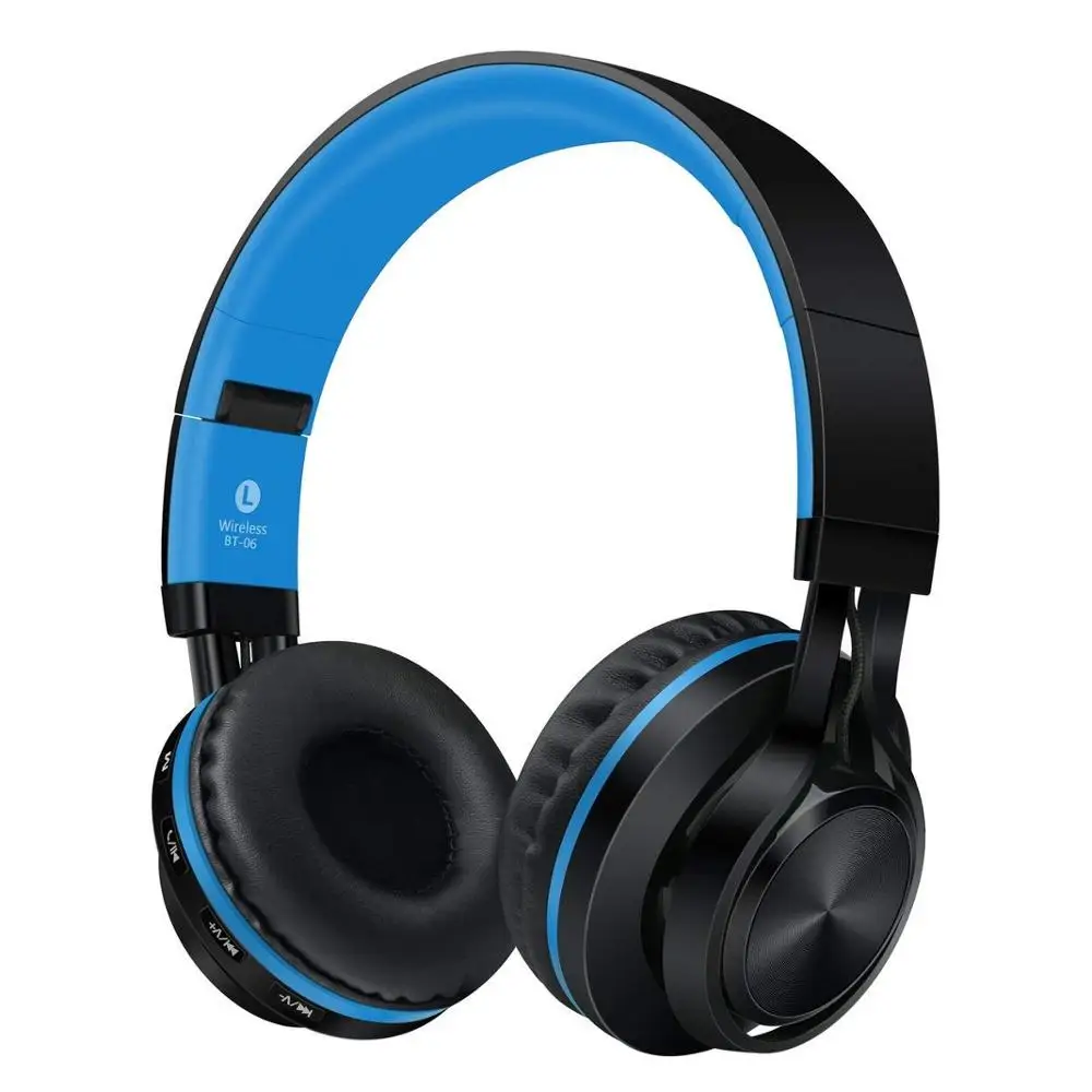 Синий BT-08 беспроводные наушники Bluetooth гарнитура складные наушники регулируемые наушники с микрофоном для ПК мобильного телефона Mp3 - Цвет: Синий