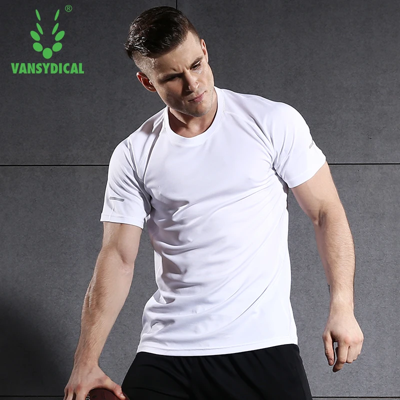 Vansydical рубашка для пробежек мужская короткий рукав мужчин s бег футболки Active с