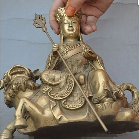 SUIRONG---320 + 9 &quotТибетский буддизм латунная статуя Ksitigarbha Bodhisattva Hades Leader ride beast | Дом и