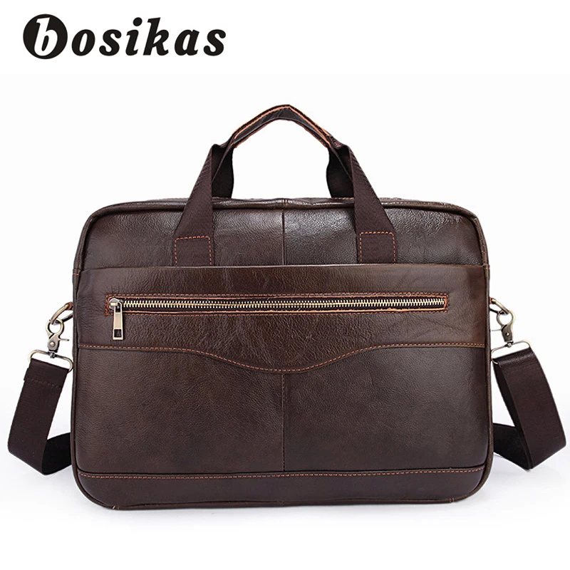 BOSIKAS натуральная кожа сумка Для мужчин модные кожаные Мужчин's Портфели