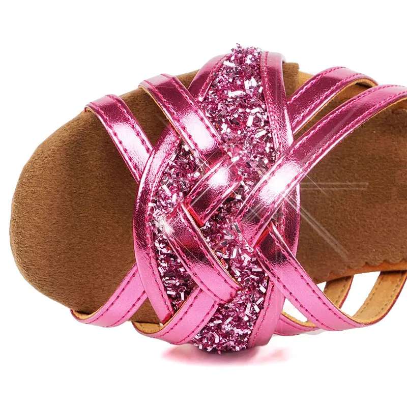 Gold Latin Salsa Dance Shoes Kids Glitter Soft Sole Dance Shoes Girls Low Heels 3.5cm Outdoor Wholesale Women Jazz Dancing Shoes