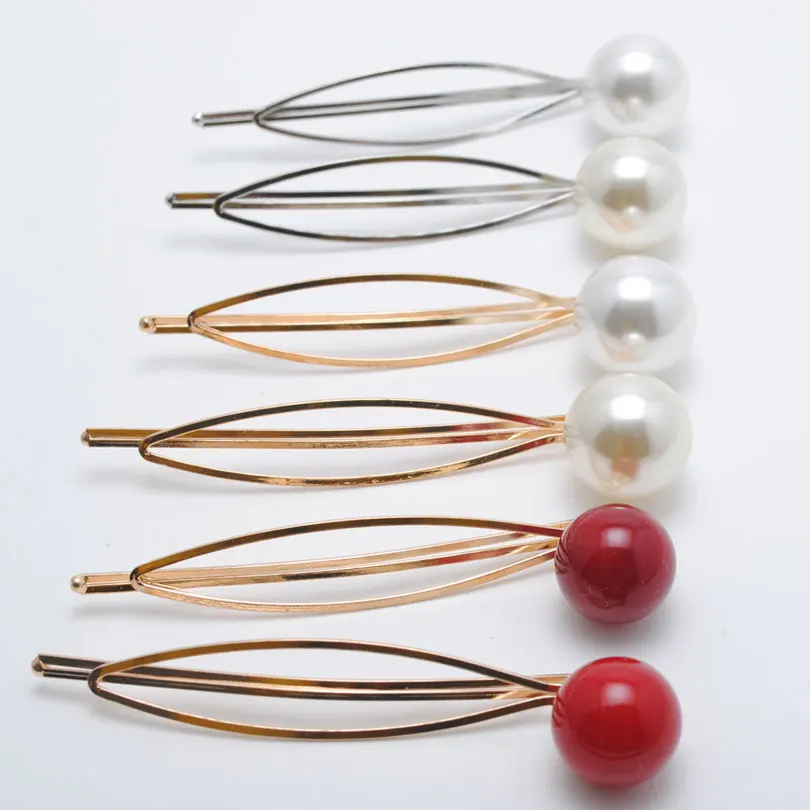 

2 Piece / lot Imitation Pearl Simple Barrettes Hairpins gold Alloy Hair Clip Bobby Pin Makeup Hair Maker Accessory For Womemn