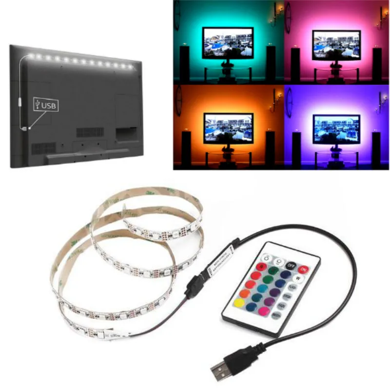 USB Светодиодная лента лампа 3528 DC5V гибкий светодиодный светильник 1 м 2 3 4 5 с