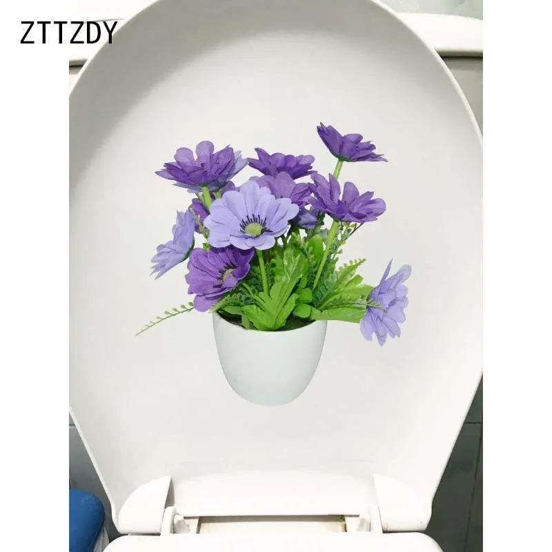 ZTTZDY 22 4*23 см фиолетовый цветок в горшке свежий домашний настенный стикер декор для