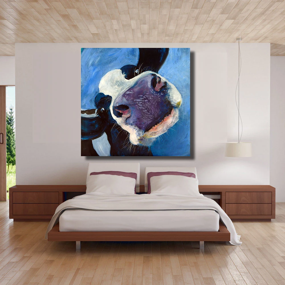 Настенная картина HDARTISAN с забавной головой коровы Holstein животное масляная