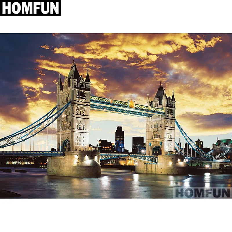 Алмазная живопись HOMFUN A01714 полноразмерная/круглая вышивка Башня сделай сам