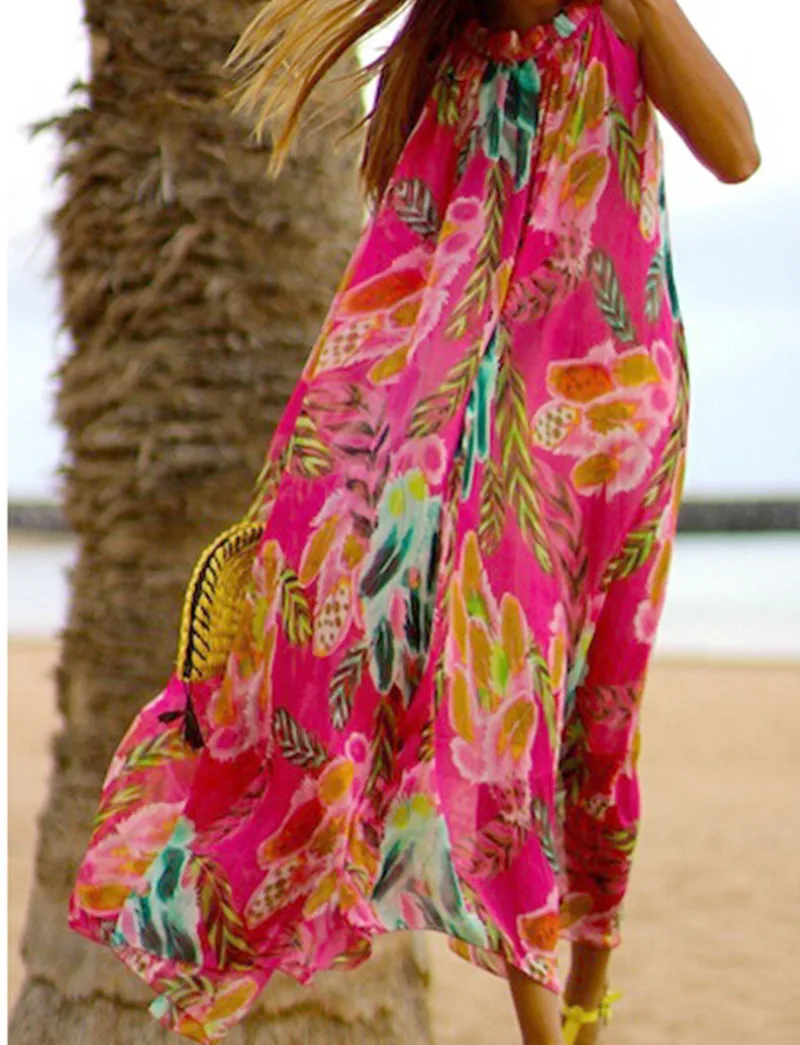 Bohemian Printing Maxi Dresses for Women Long Casual Summer Beach Sleeveless Vestidos | Женская одежда