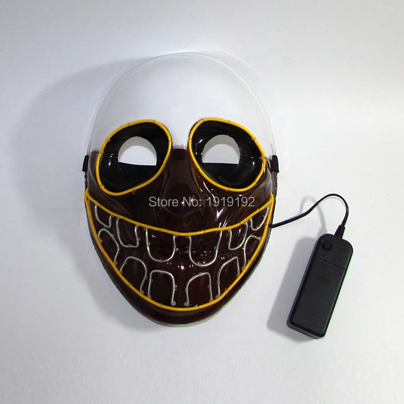 Новейшие Хэллоуин бак маска с зубами мигает EL провода светящийся гибкий