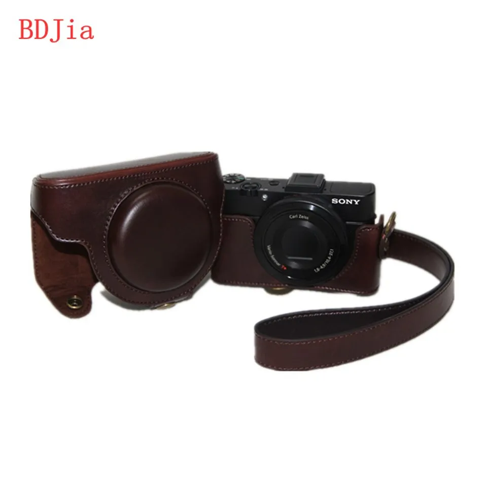 Чехол из искусственной кожи для камеры sony RX100M7 M6 M5A M5 M4 M3 M2 RX100 с плечевым ремнем - Цвет: Coffee