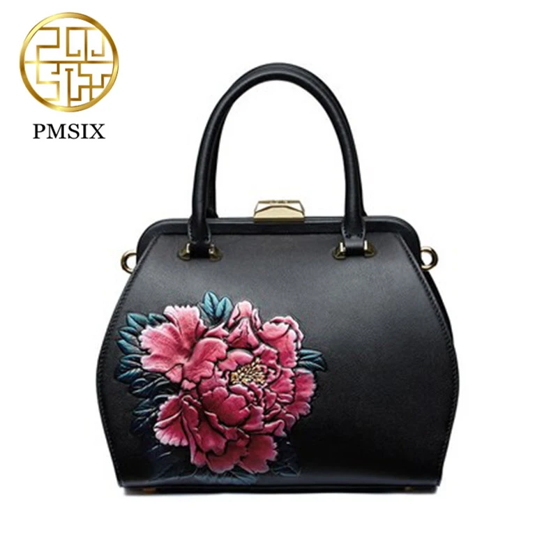 Pmsix кожаные женские сумки 2020 черная Роскошная модная сумка через плечо с