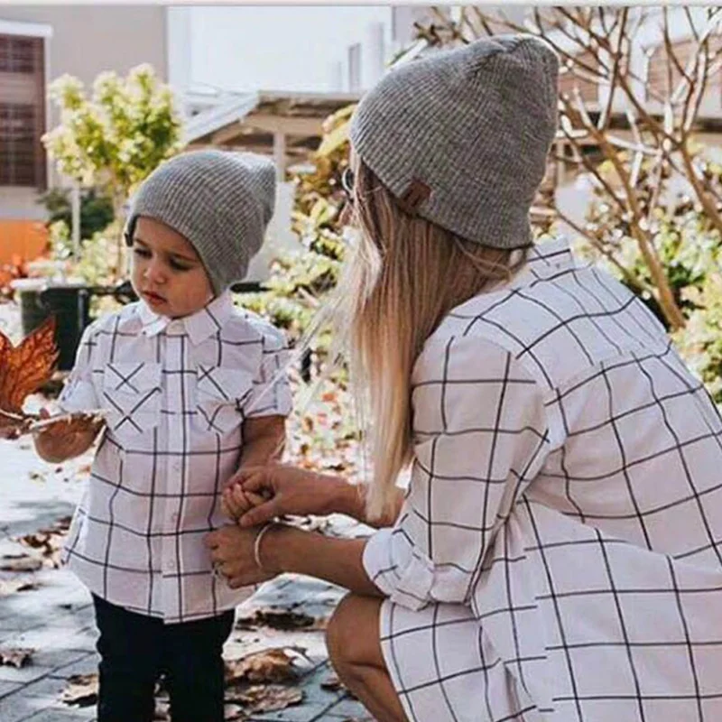Mom &amp Me/Модная женская шапка для родителей и детей одноцветная теплая с